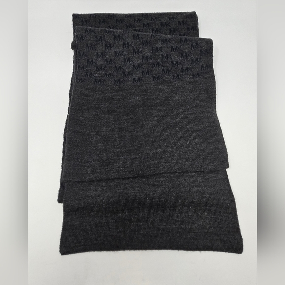 MICHAEL KORS LONG SCARF DARK GREY BLUE MK LOGO PRINT UNISEX MENSWEAR MENS OS - Picture 7 of 12